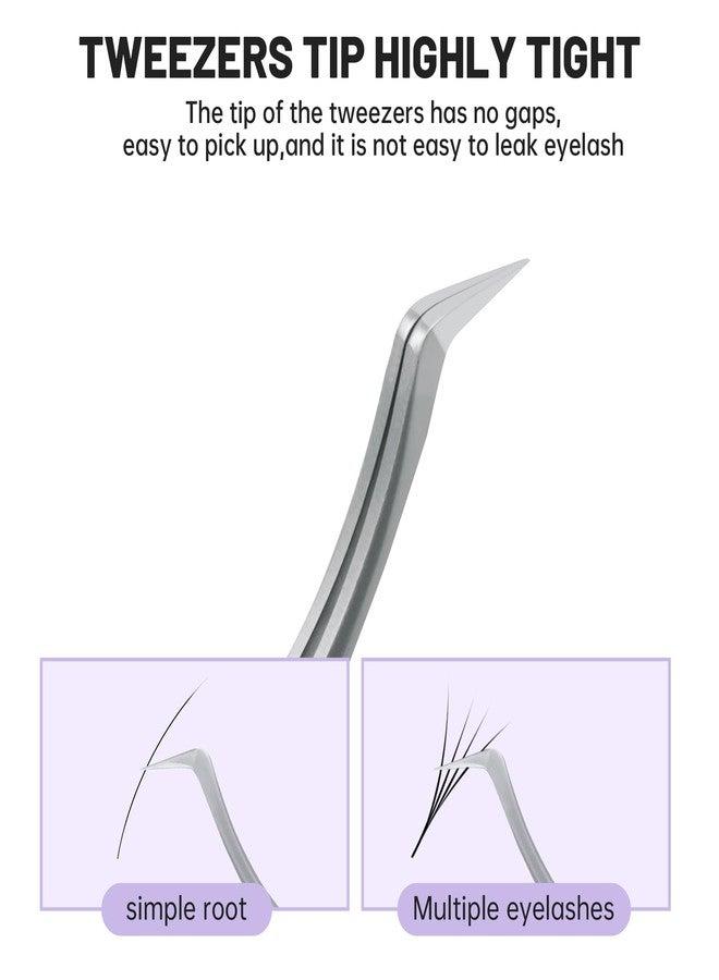 Natuhana High Precision Lash Tweezers for Individual and Volume Eyelash Extensions Premium Stainless Steel Curved Fiber Tip Professional Isolation Tweezer - Image 2